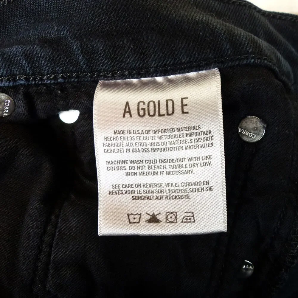 AGOLDE Jeans Mens 30x30.5 Black Distressed Ripped Skinny A606-2071 Punk Grunge